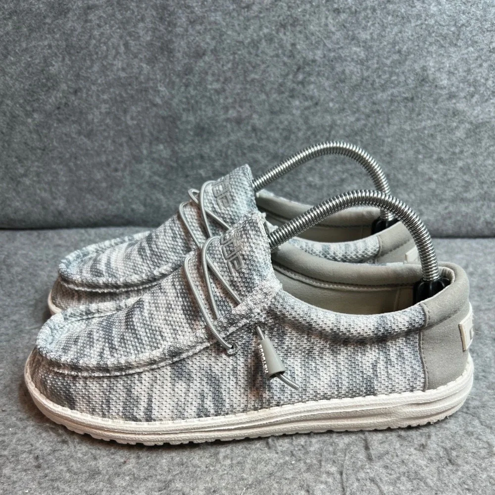 Hey Dude Wally Sox Grey White Marl Knit Slip On Loafers Mens Shoes Size 8